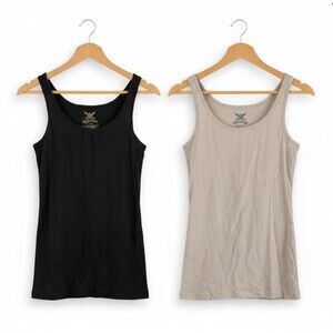 Faded Glory bundle 2 Ladies Tank Top Black Beige Sleeveless Size Med (8-10)